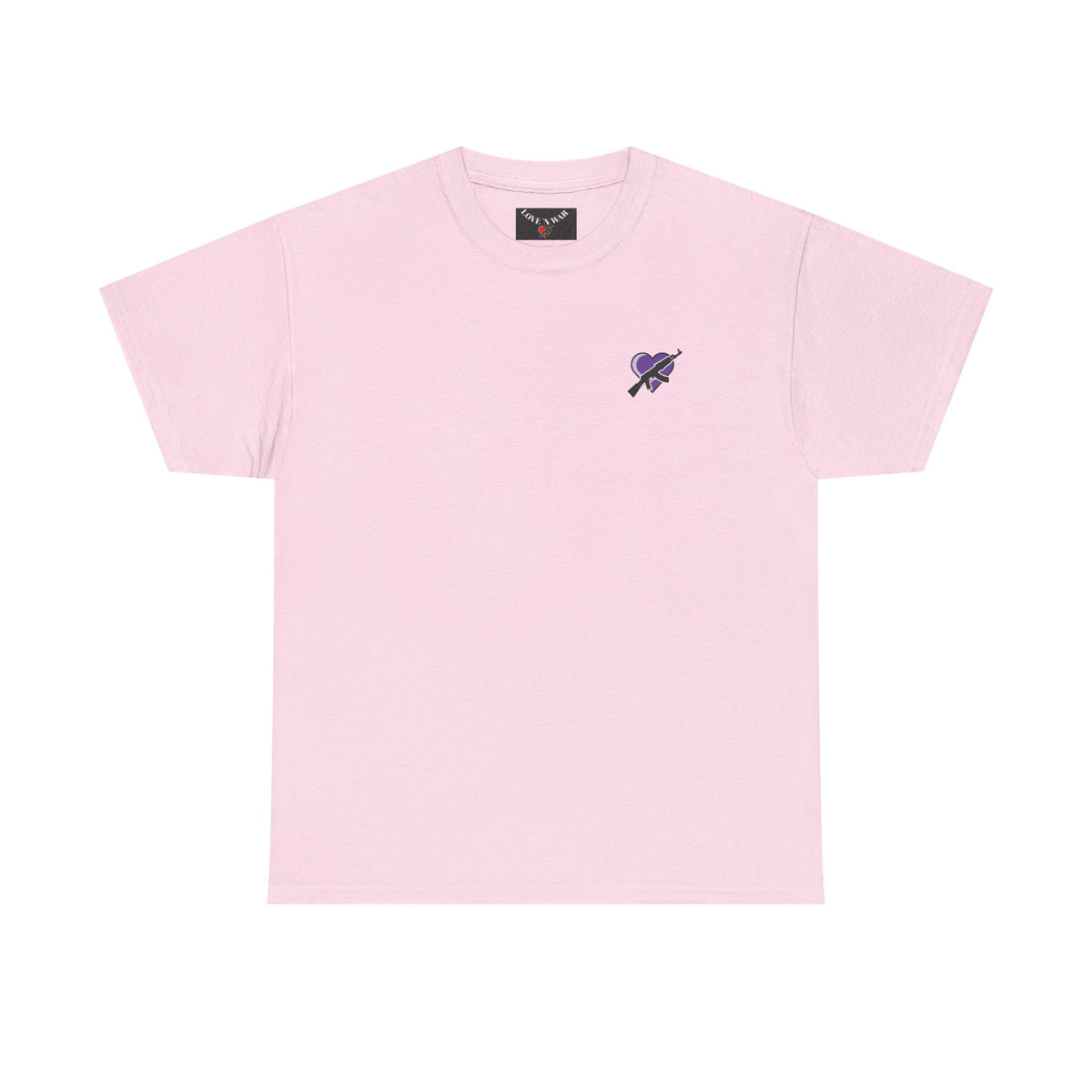 Love N War T-Shirt — Small Purple Heart & AK Graphic Tee