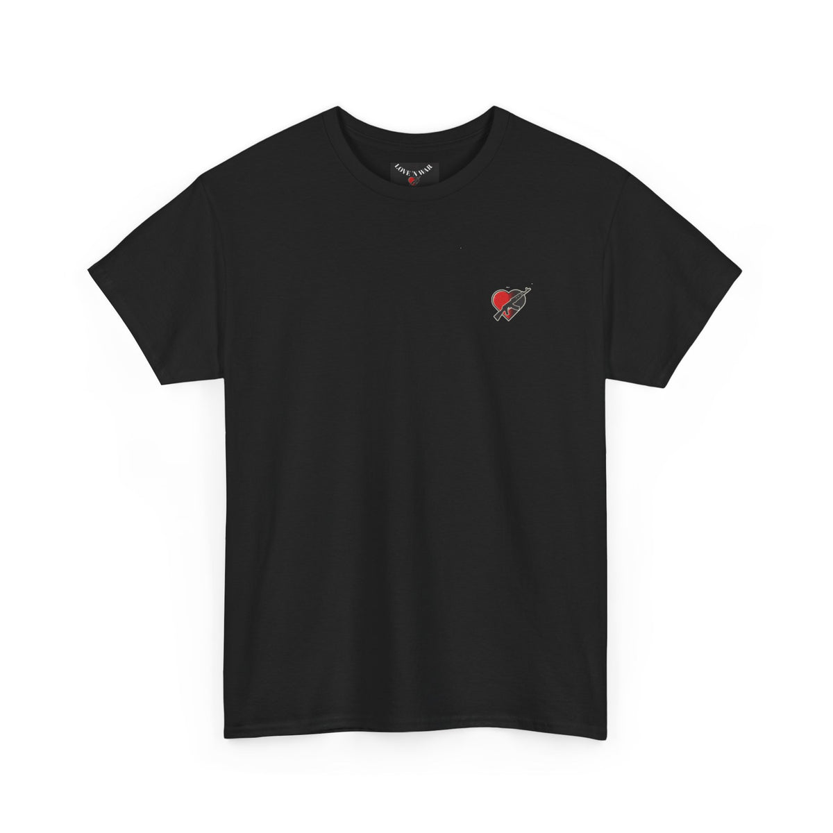 Love N War Tee — Small Chest Heart with AK Graphic