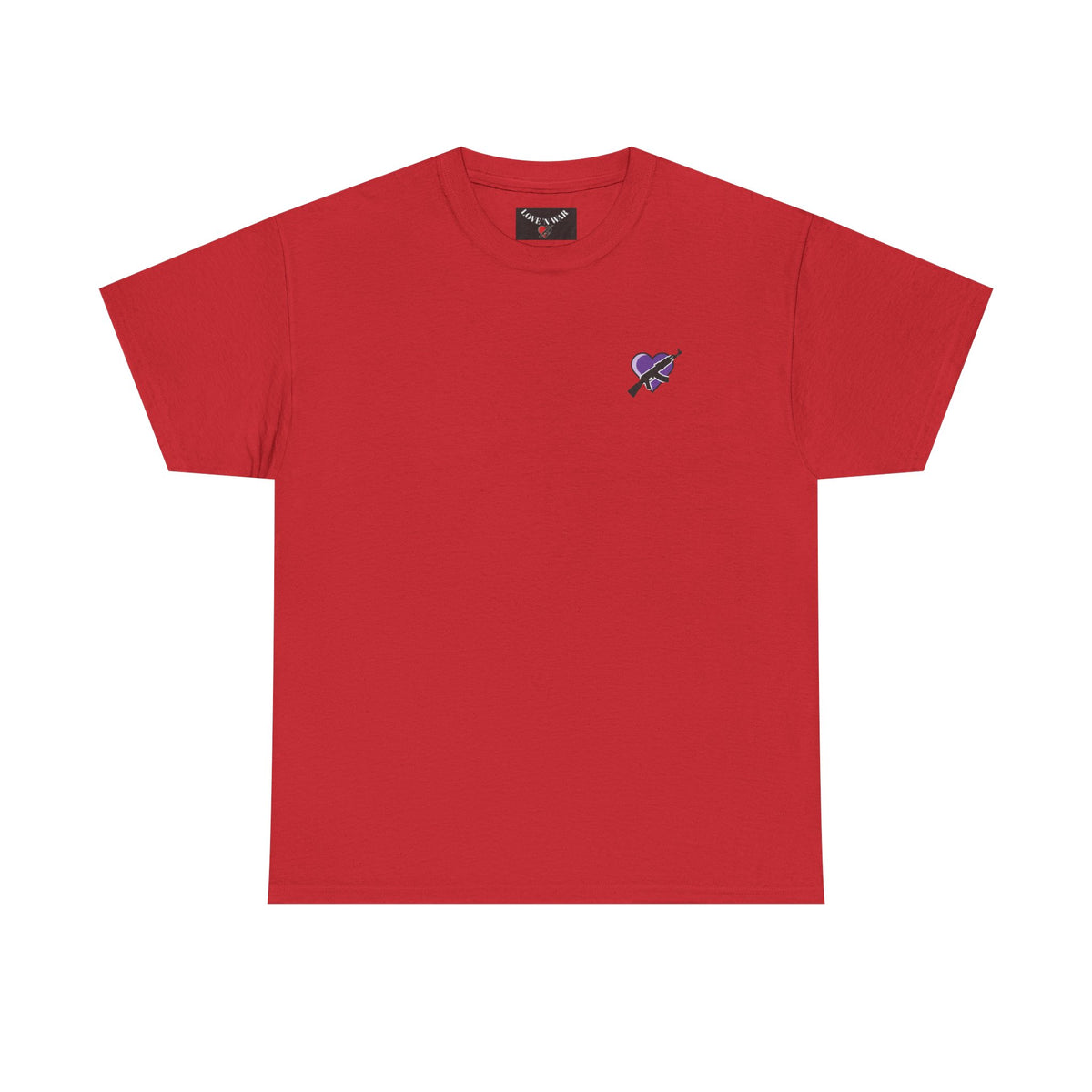 Love N War T-Shirt — Small Purple Heart & AK Graphic Tee