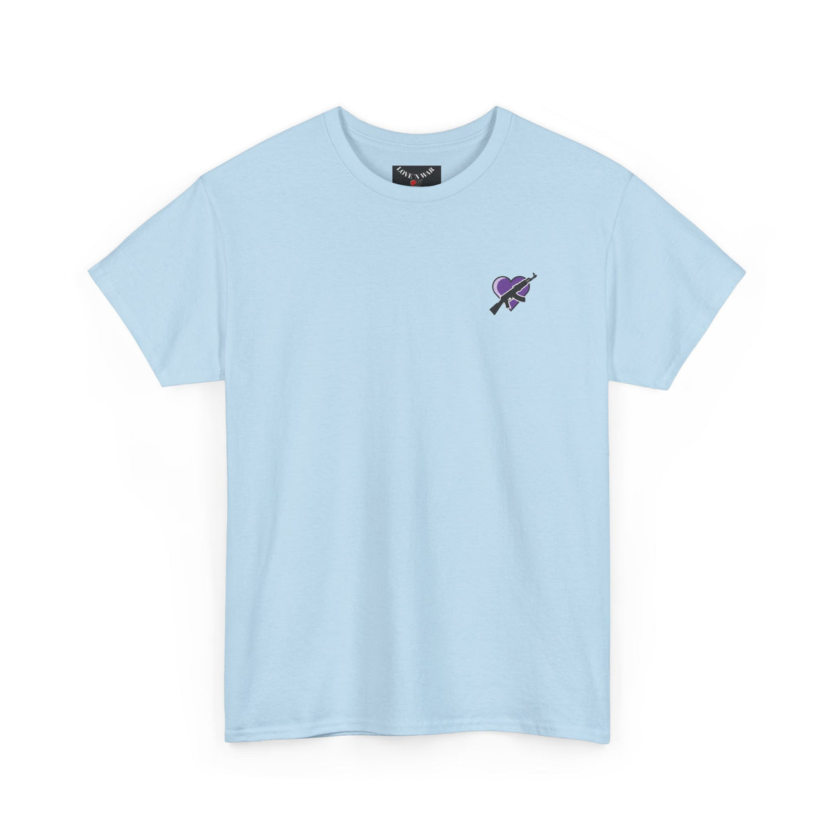 Love N War T-Shirt — Small Purple Heart & AK Graphic Tee