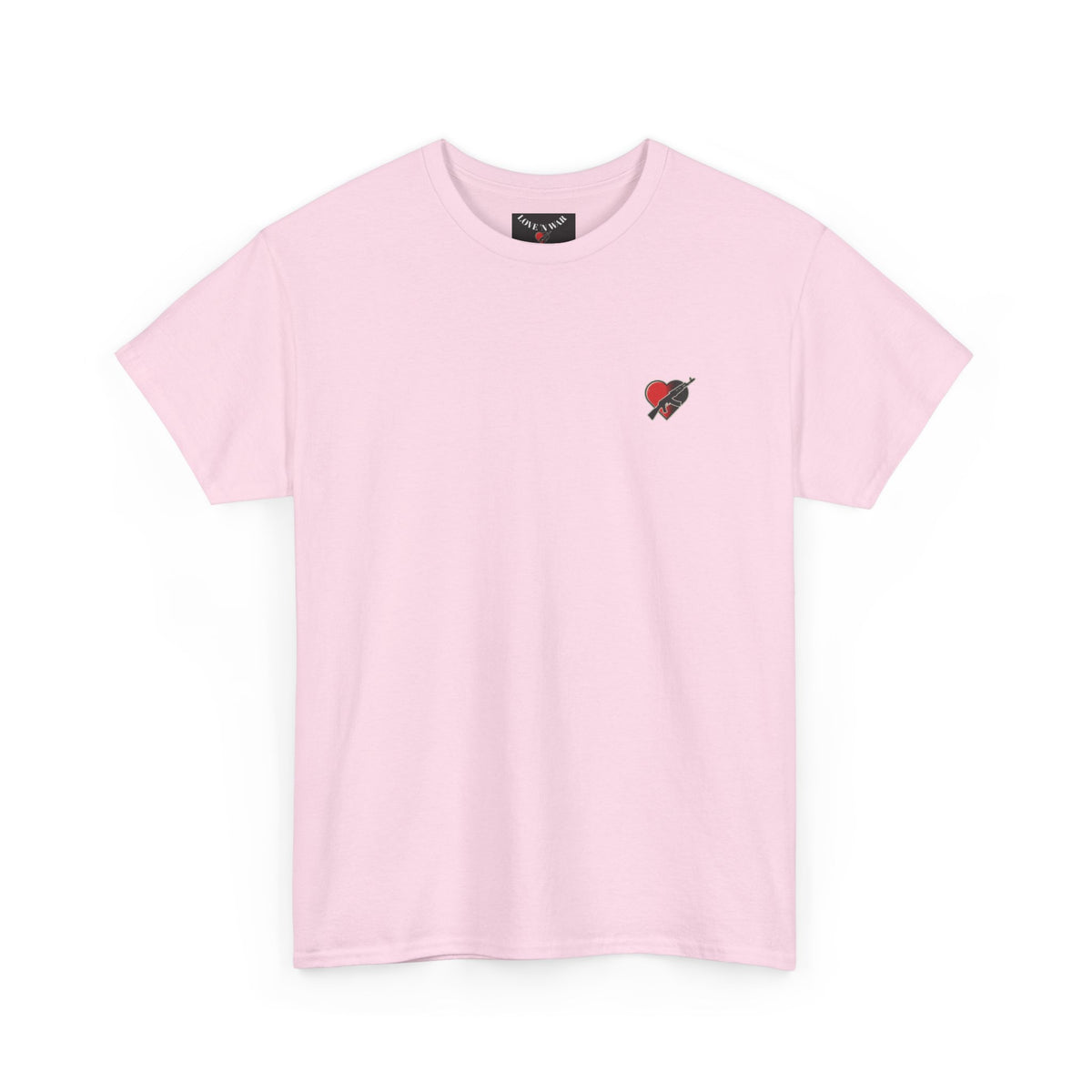 Love N War Tee — Small Chest Heart with AK Graphic