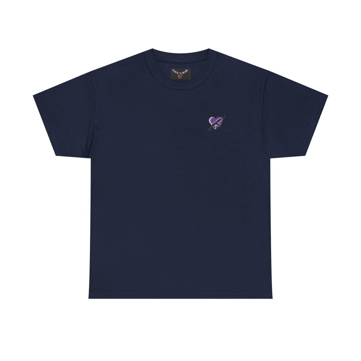 Love N War T-Shirt — Small Purple Heart & AK Graphic Tee