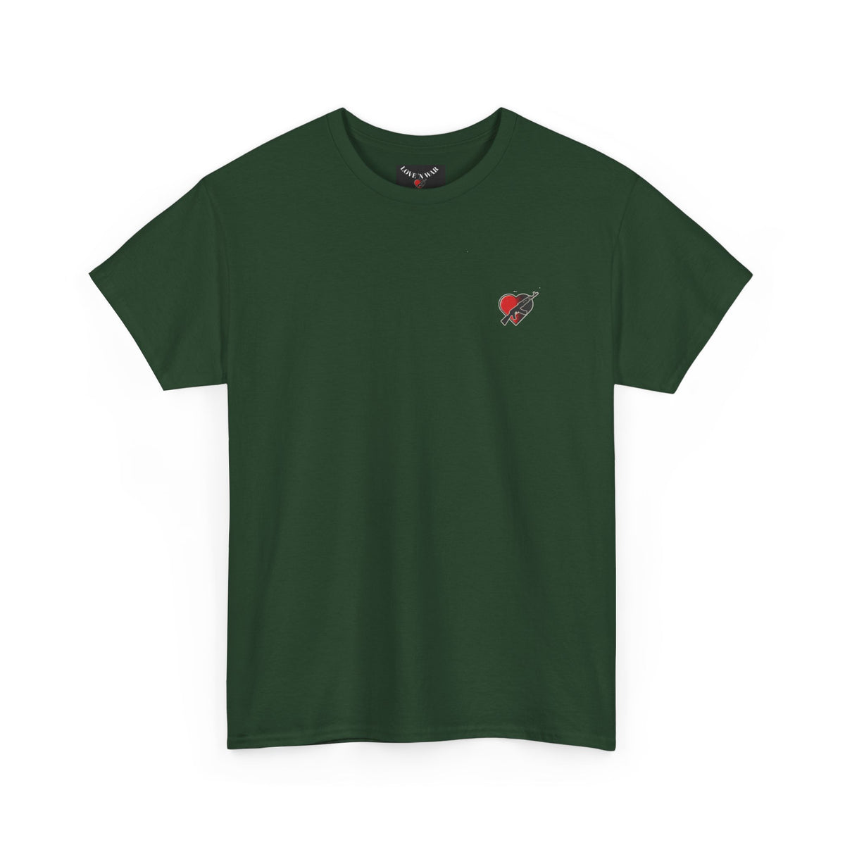 Love N War Tee — Small Chest Heart with AK Graphic