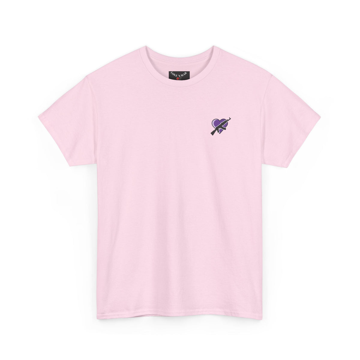Love N War T-Shirt — Small Purple Heart & AK Graphic Tee