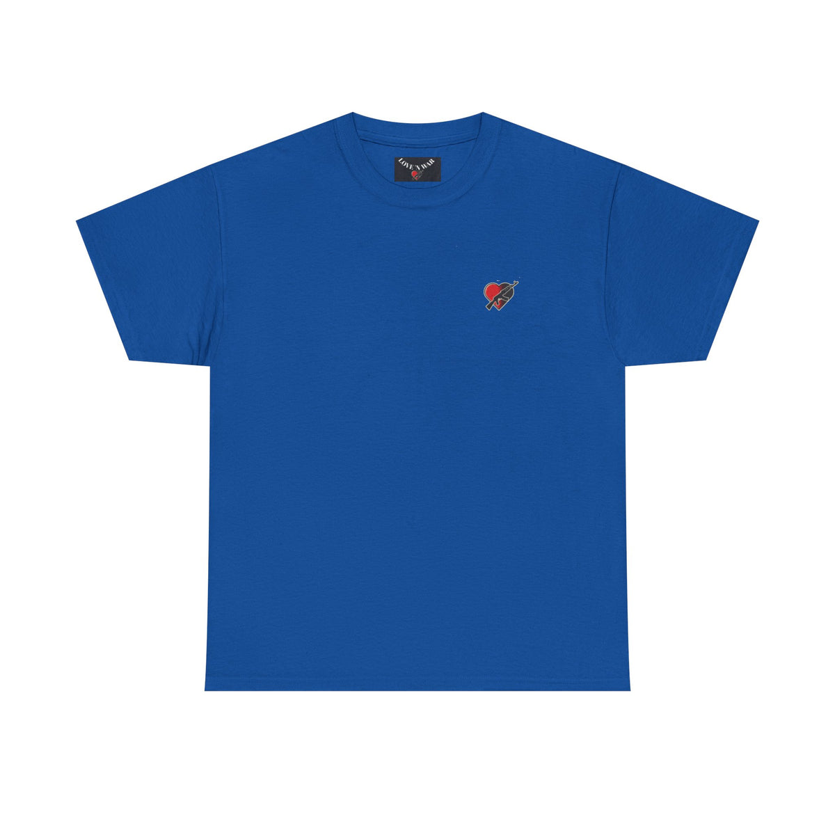 Love N War Tee — Small Chest Heart with AK Graphic