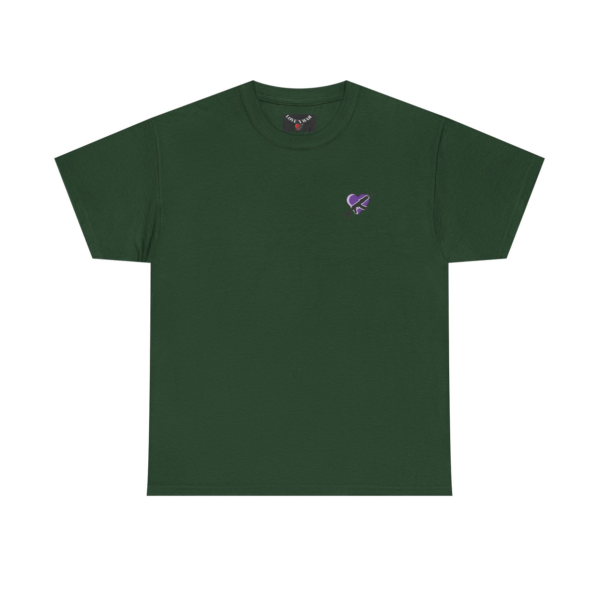 Love N War T-Shirt — Small Purple Heart & AK Graphic Tee