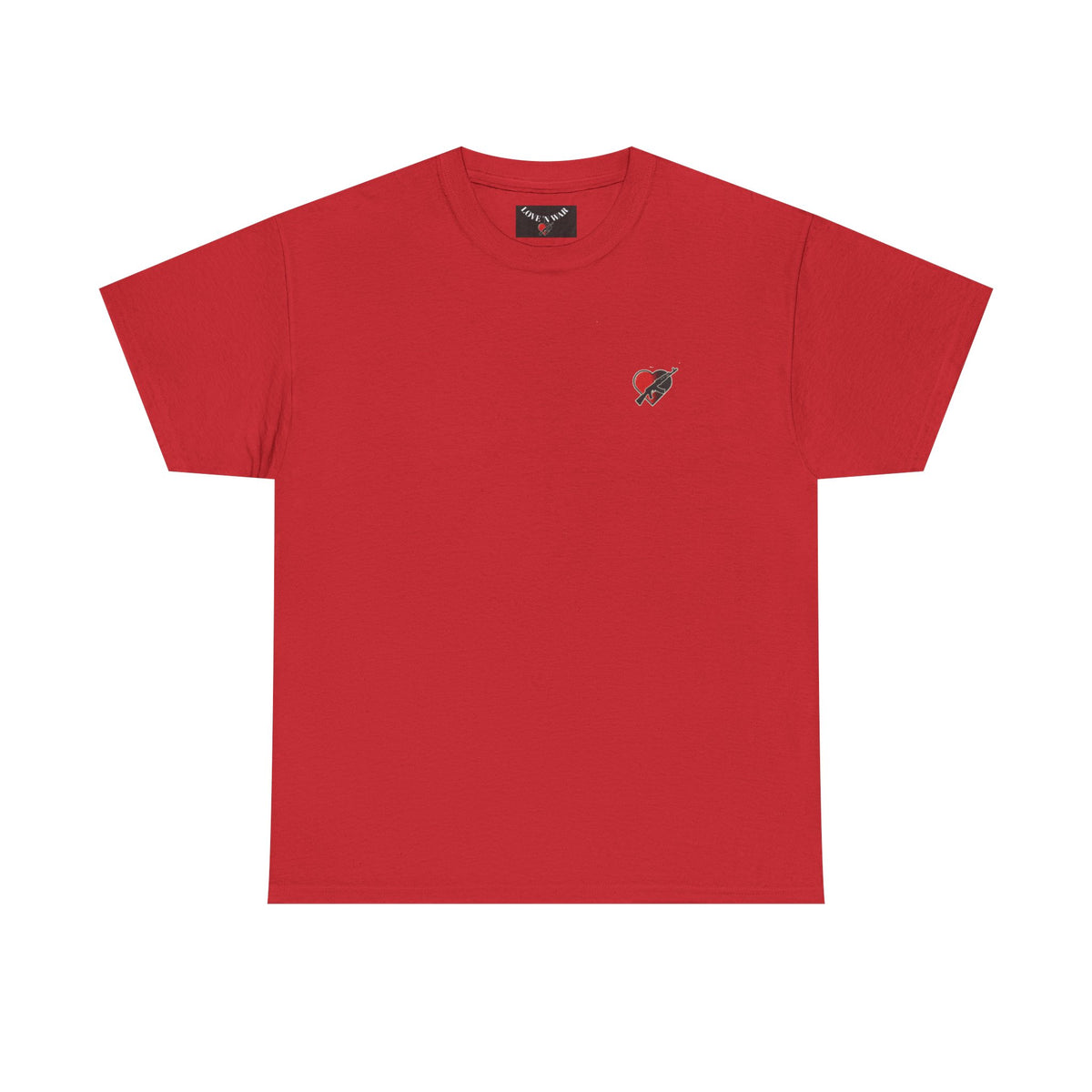 Love N War Tee — Small Chest Heart with AK Graphic