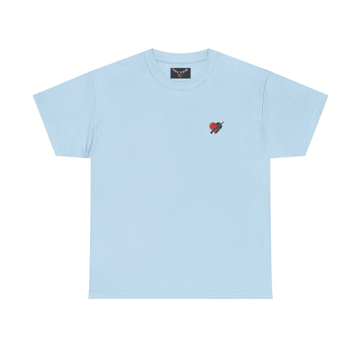 Love N War Tee — Small Chest Heart with AK Graphic