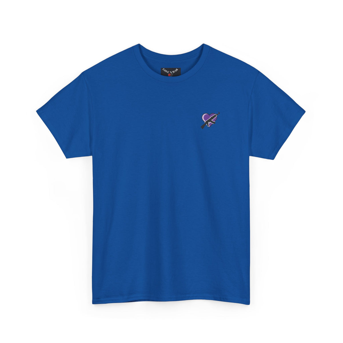 Love N War T-Shirt — Small Purple Heart & AK Graphic Tee