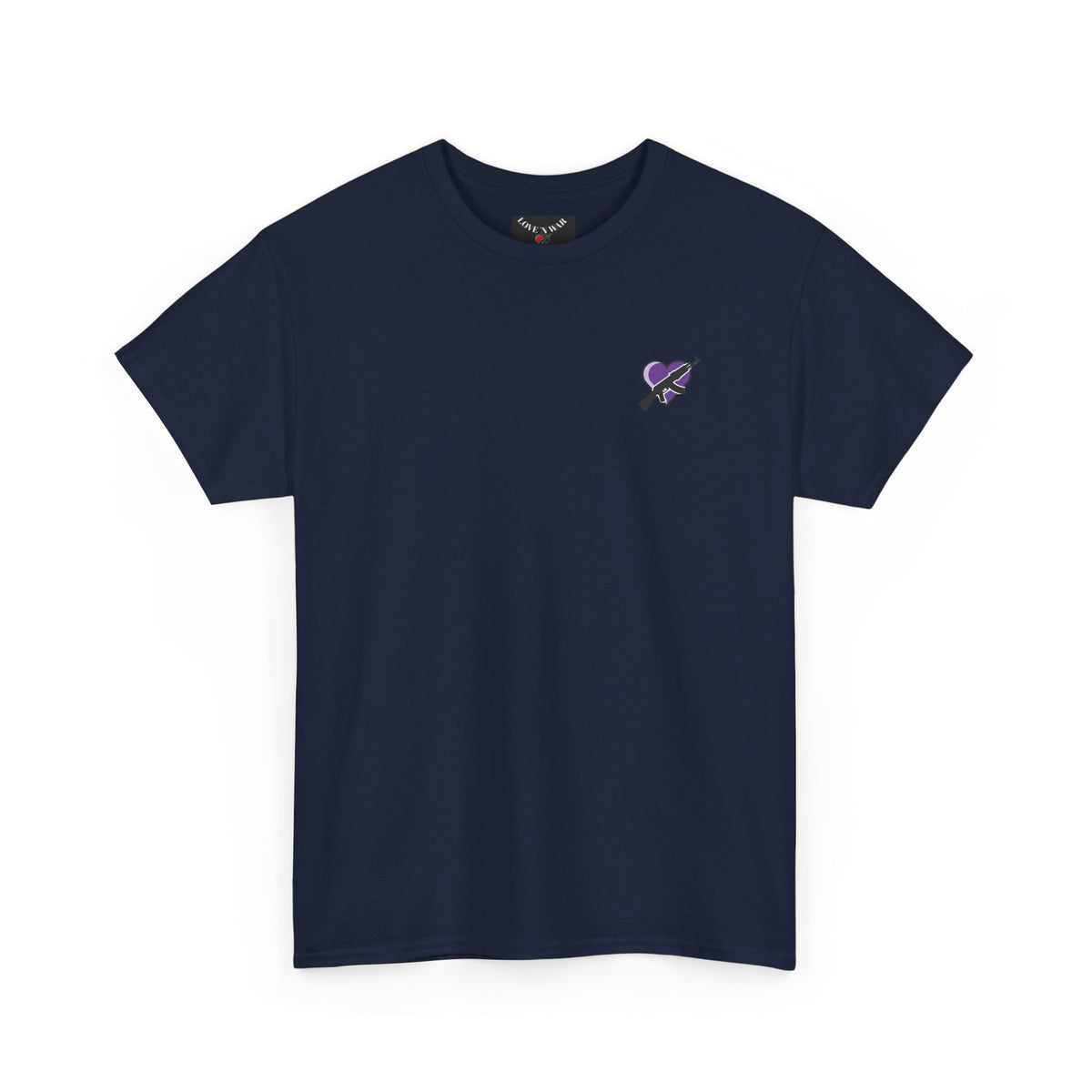 Love N War T-Shirt — Small Purple Heart & AK Graphic Tee