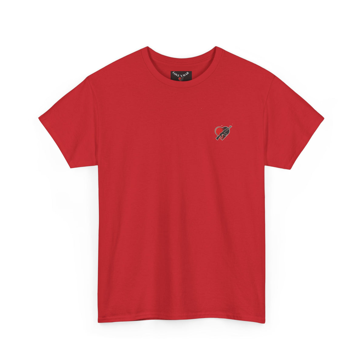 Love N War Tee — Small Chest Heart with AK Graphic