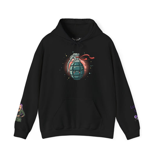 Hoodie — Purple Heart & Grenade Tactical Graphic Pullover