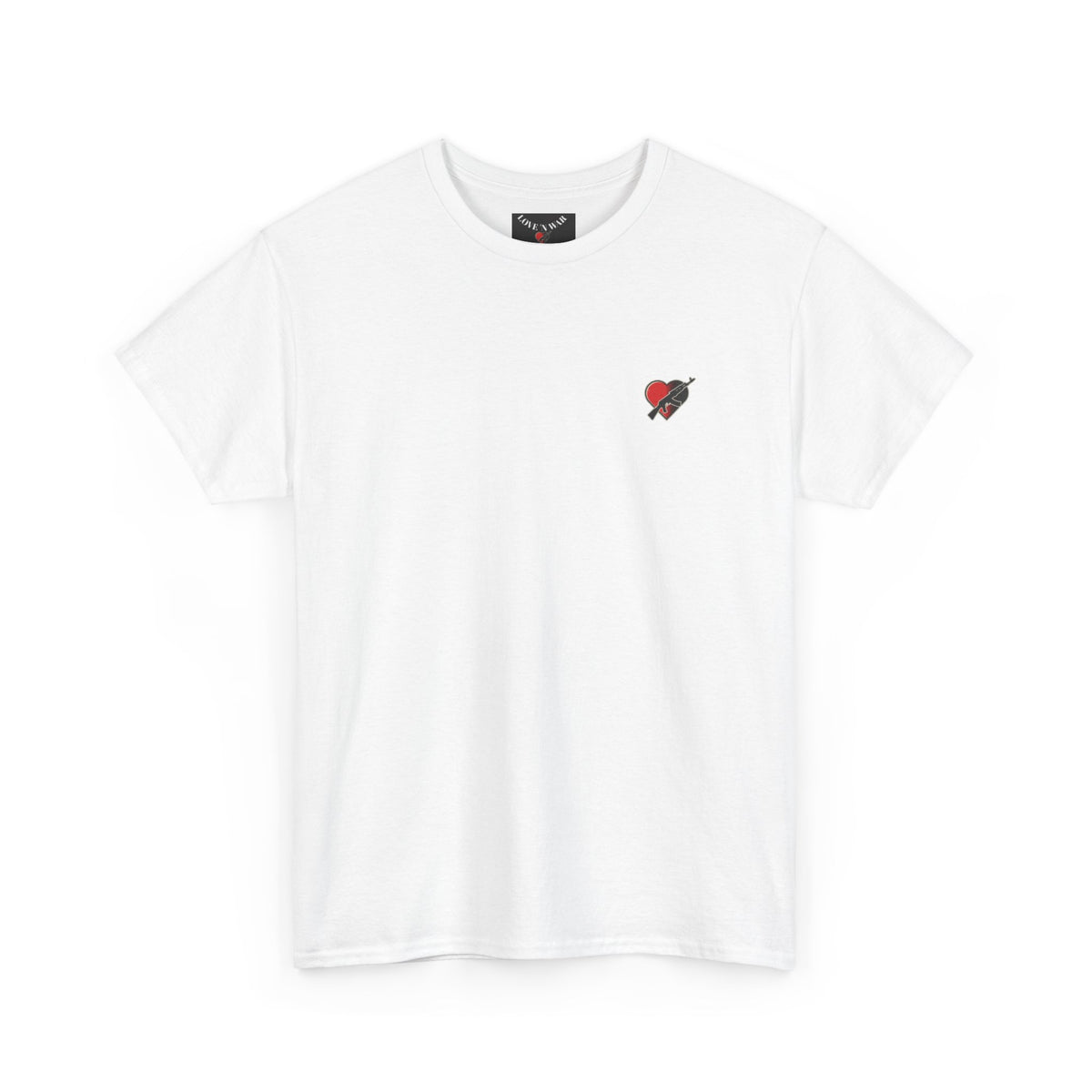 Love N War Tee — Small Chest Heart with AK Graphic