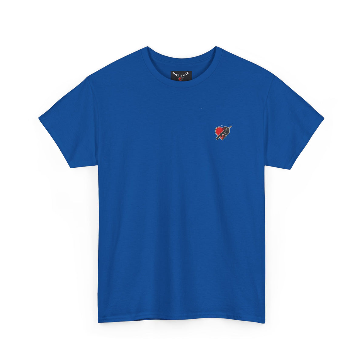 Love N War Tee — Small Chest Heart with AK Graphic