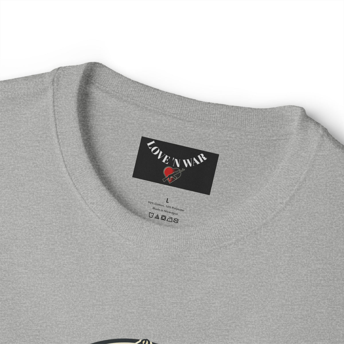 Train to Fight Graphic Tee — Boxing Gloves Badge & Rifle Heart Back Print