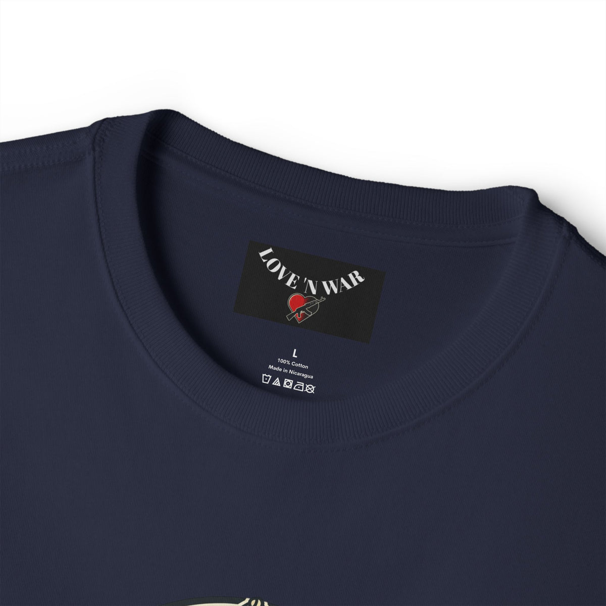 Train to Fight Graphic Tee — Boxing Gloves Badge & Rifle Heart Back Print
