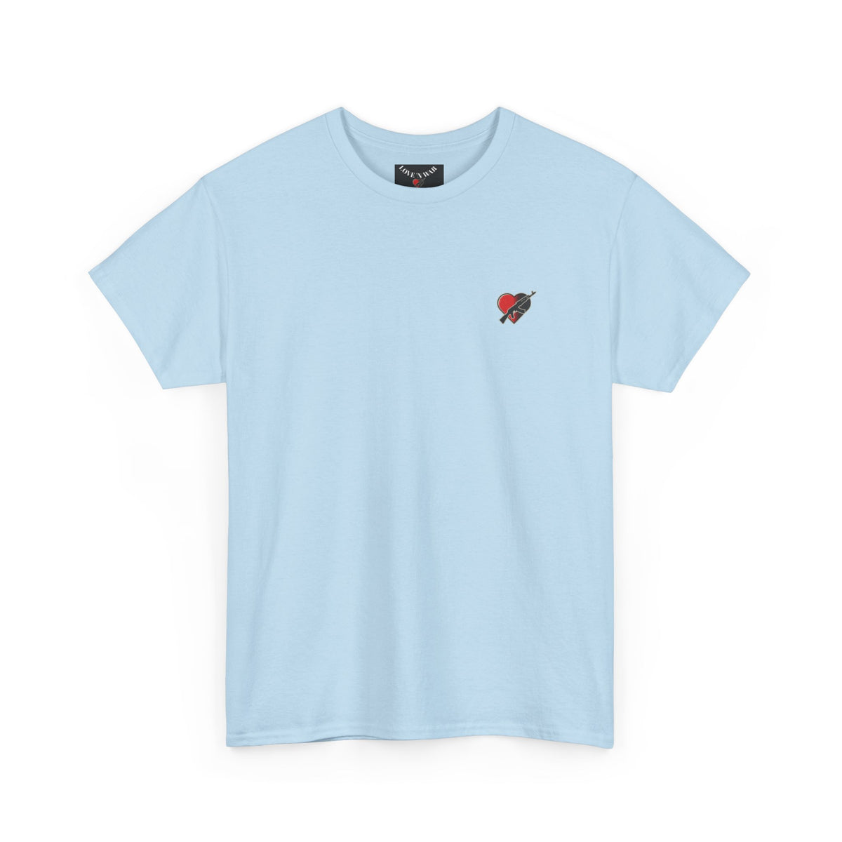 Love N War Tee — Small Chest Heart with AK Graphic