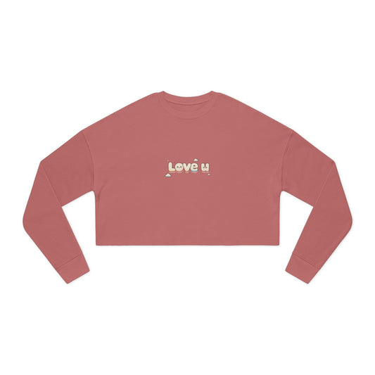Cropped Sweatshirt - 'Love U' Heart & AK Graphic, Women's Casual Romantic Top