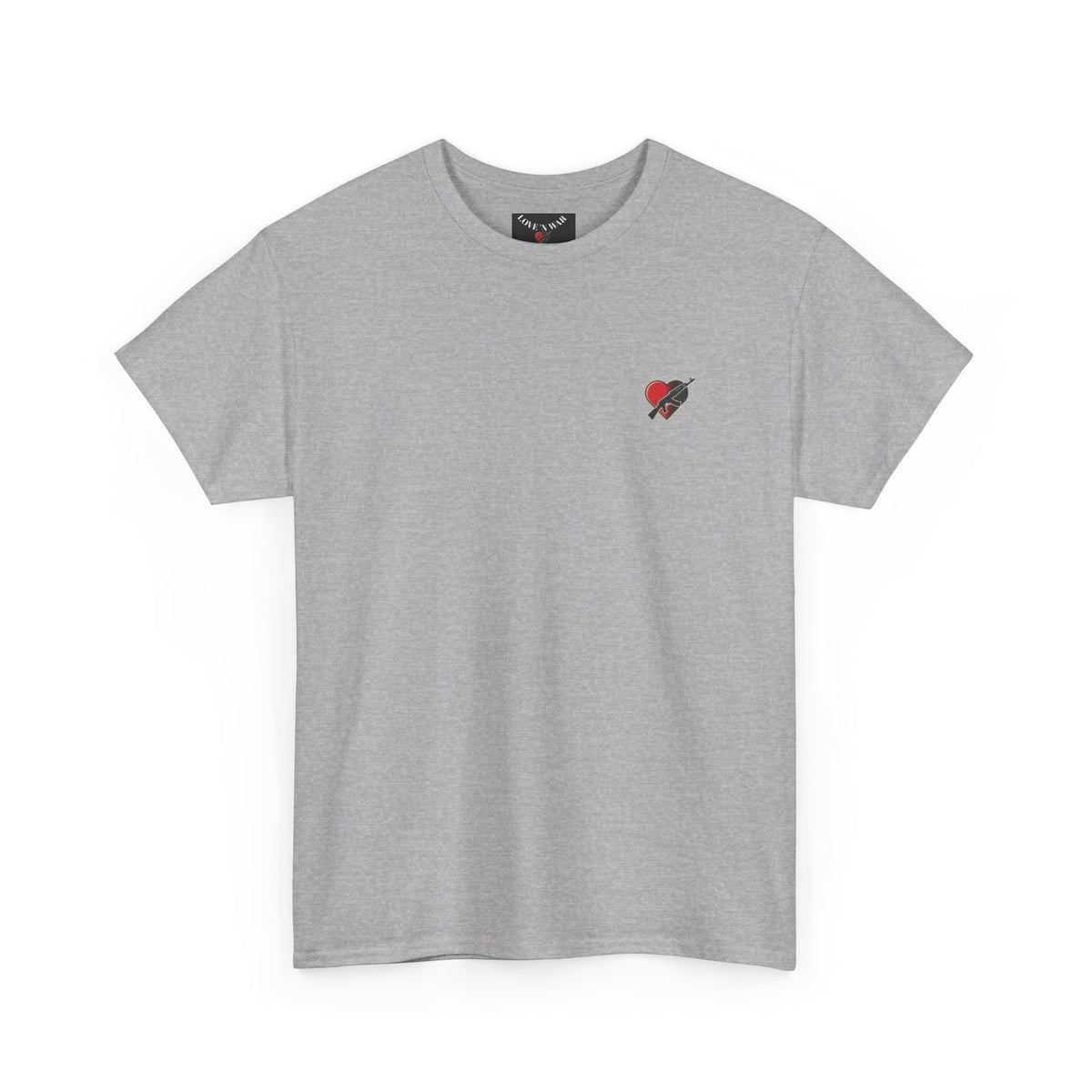Love N War Tee — Small Chest Heart with AK Graphic
