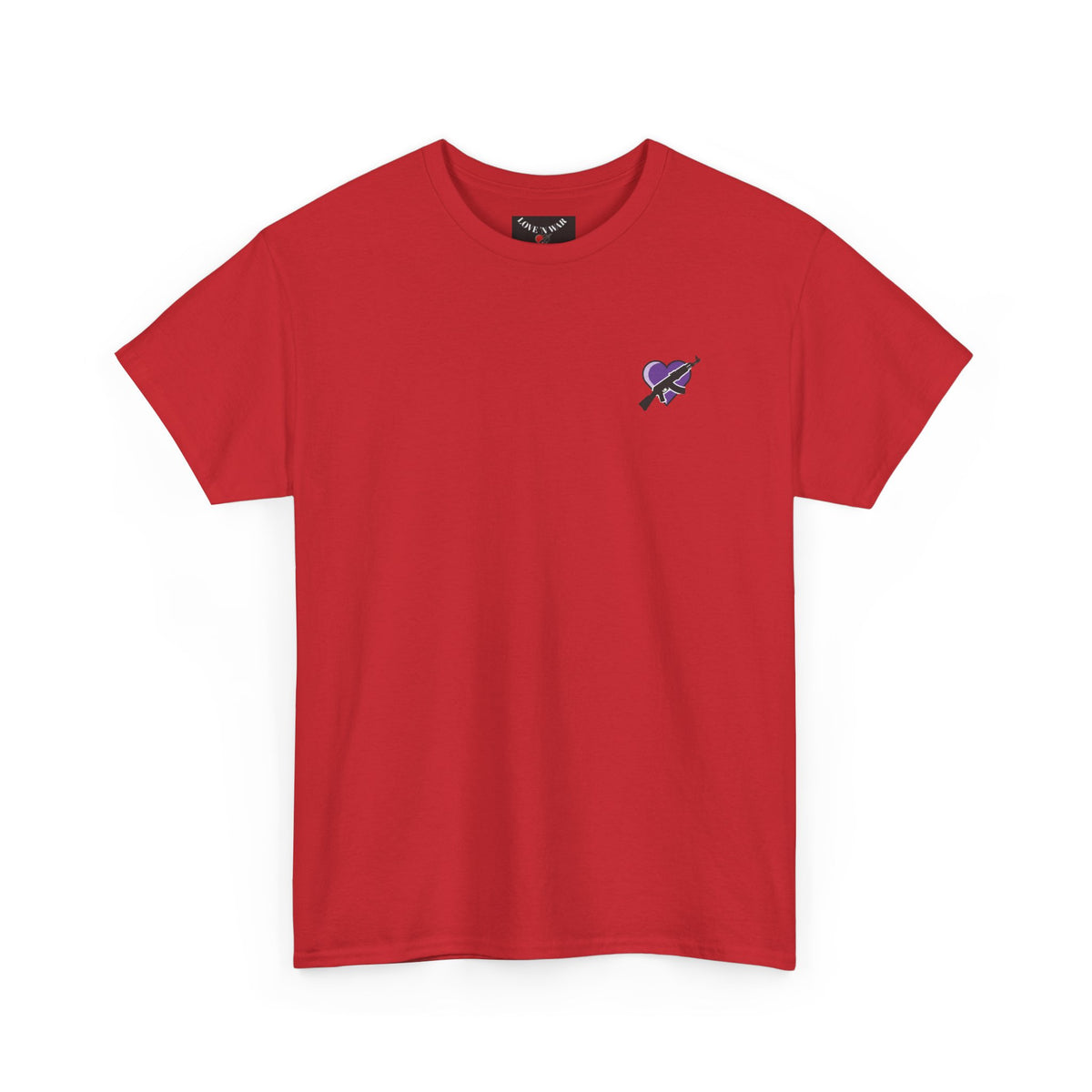 Love N War T-Shirt — Small Purple Heart & AK Graphic Tee