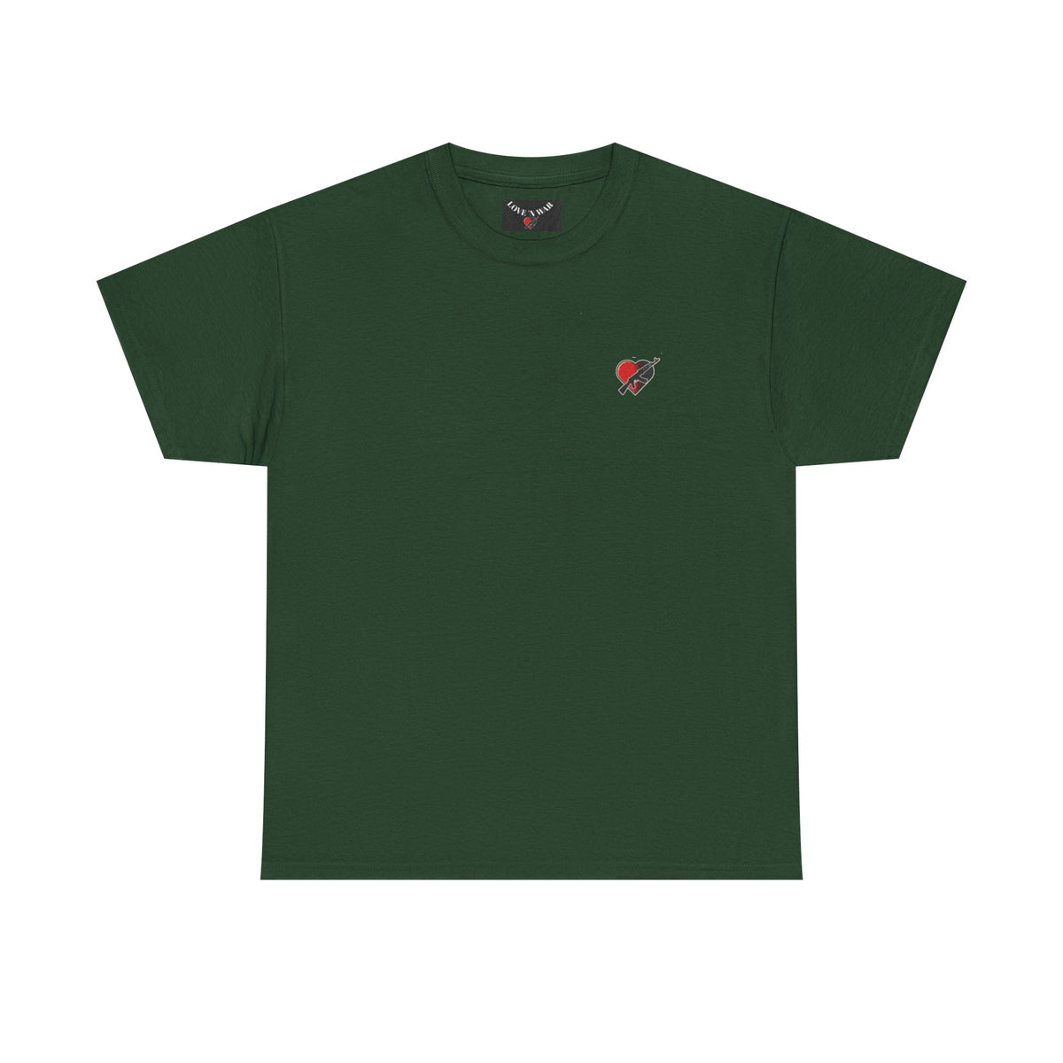 Love N War Tee — Small Chest Heart with AK Graphic