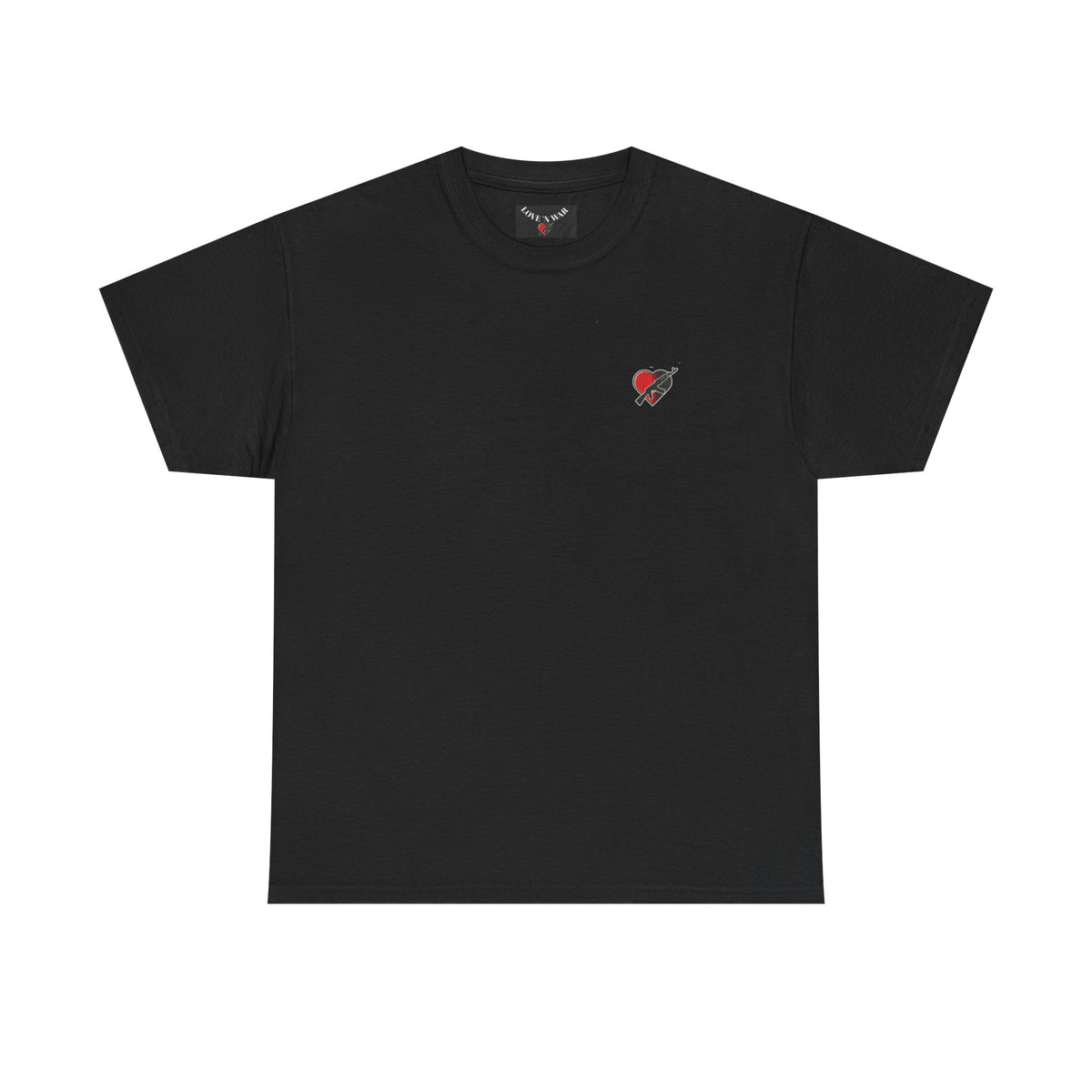 Love N War Tee — Small Chest Heart with AK Graphic